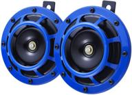 mking car horns: super loud 120db motorcycle & truck 🚗 horns, electric train horn, high/low tone blue horn replacement - 12v logo