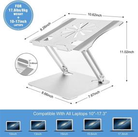 img 2 attached to 💻 Portable Laptop Stand Riser with Heat-Vent: HengLiSam Ergonomic Adjustable Laptop Holder for MacBook Air Pro, Dell, HP, Lenovo & More 10-17" Laptops (Silver)