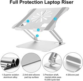 img 1 attached to 💻 Portable Laptop Stand Riser with Heat-Vent: HengLiSam Ergonomic Adjustable Laptop Holder for MacBook Air Pro, Dell, HP, Lenovo & More 10-17" Laptops (Silver)