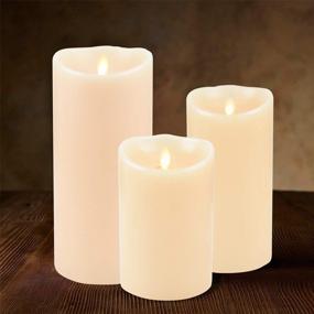 img 2 attached to 🕯️ Luminara Flameless Candle: Vanilla Scented Ivory Wax Pillar - 9 In for Soothing Ambience