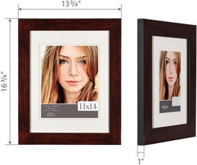 img 1 attached to 🖼️ Premium Walnut Double Airfloat Mat Picture Frame - Gallery Solutions 11FW1411E Wall Mount, 11"x 14" - Best Reviews