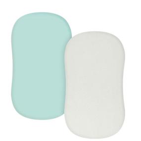 img 4 attached to 👶 TILLYOU Soft Jersey Bassinet Sheets for Baby Boy Girl, Stretch Fit Cover for Basinette Bedside Co-Sleeper Lounger Cradle Mattress, 2-Pack in Gray and Green
