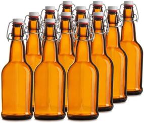 img 3 attached to Swing Top Glass Bottles - Chef's Star 16 oz Empty Beer Bottles, Flip Top with Caps - for Home Brewing Fermentation of Kombucha, Beer, Coquito - Amber, Set of 12 - Includes Brush and Funnel