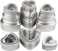 🎁 versatile heart shaped metal tin cans for candle making, candies, and gifts - set of 12 with clear window lids logo