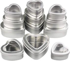 img 4 attached to 🎁 Versatile Heart Shaped Metal Tin Cans for Candle Making, Candies, and Gifts - Set of 12 with Clear Window Lids
