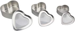 img 1 attached to 🎁 Versatile Heart Shaped Metal Tin Cans for Candle Making, Candies, and Gifts - Set of 12 with Clear Window Lids