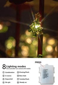 img 3 attached to 🎄 EAMBRITE Set of 3 - 8 Modes Christmas Themed Dewdrop String Light Decor: 10.75FT, 30LT LED Gift Boxes, Stockings, and Christmas Trees for Window, Porch, Stair, Bar, Outdoor and Indoor Use