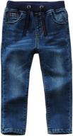 offering comfort and style: elastic mid waist washed straight denim jeans for toddler boys logo