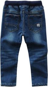 img 2 attached to Offering Comfort and Style: Elastic Mid Waist Washed Straight Denim Jeans for Toddler Boys