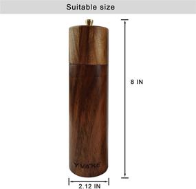 img 3 attached to 🧂 YVAKE 8 Inch Wooden Salt and Pepper Grinder Set - Manual Acacia Wood Pepper Mill - Adjustable Coarseness and Refillable - Kitchen Gift Set [Set of 2]