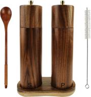 🧂 yvake 8 inch wooden salt and pepper grinder set - manual acacia wood pepper mill - adjustable coarseness and refillable - kitchen gift set [set of 2] logo