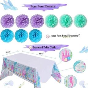 img 1 attached to Mermaid Birthday Party Supplies - Girls Party Decorations Set with Mermaid Banner, 9 Tissue Pom Poms, 2 Foil Curtains, 15 Tissue Tassels, 2 Dot Garlands, Mermaid Table Cloth, 12 Cupcake Toppers, Balloons - Perfect for Girls' Birthdays