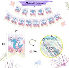 img 2 attached to Mermaid Birthday Party Supplies - Girls Party Decorations Set with Mermaid Banner, 9 Tissue Pom Poms, 2 Foil Curtains, 15 Tissue Tassels, 2 Dot Garlands, Mermaid Table Cloth, 12 Cupcake Toppers, Balloons - Perfect for Girls' Birthdays