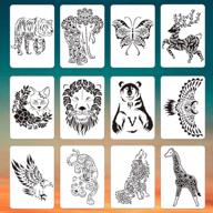 🐾 12-piece animal stencil set for wood painting, diy crafts, furniture & wall projects logo