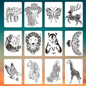 img 4 attached to 🐾 12-Piece Animal Stencil Set for Wood Painting, DIY Crafts, Furniture & Wall Projects