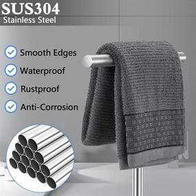img 3 attached to SUS304 Stainless Steel T-Shape Bath Hand Towel Holder Stand - Premium Brushed Finish Tower Bar Rack for Bathroom Kitchen Vanity Countertop by Pynsseu