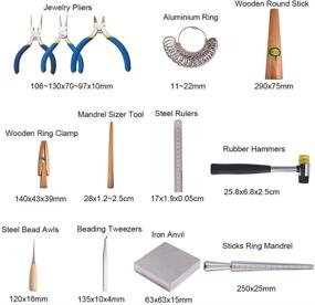 img 3 attached to 🔧 13-Piece Jewelry Tool Set: Metal Mandrel Finger Size Measuring Stick, Ring Sizer Gauge, Jewelry Pliers, Jeweler's Hammer, Wooden Ring Clamp, Anvil, Awls for Jewelry Making and Repair