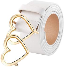 img 1 attached to Fashion Forward: Ayliss Women's Leather Waist Belt with Double Heart Shape Buckle - Dress to Impress!