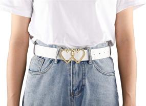 img 2 attached to Fashion Forward: Ayliss Women's Leather Waist Belt with Double Heart Shape Buckle - Dress to Impress!