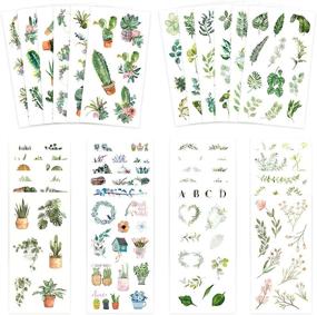 img 4 attached to 🌿 Knaid Watercolor Green Plant Stickers Set: Enhance Creative Projects with Decorative Scrapbooking Crafting Supplies, Ideal for Bullet Journaling, Planners, and Notebooks!