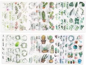 img 2 attached to 🌿 Knaid Watercolor Green Plant Stickers Set: Enhance Creative Projects with Decorative Scrapbooking Crafting Supplies, Ideal for Bullet Journaling, Planners, and Notebooks!
