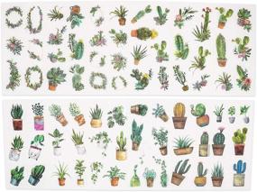 img 1 attached to 🌿 Knaid Watercolor Green Plant Stickers Set: Enhance Creative Projects with Decorative Scrapbooking Crafting Supplies, Ideal for Bullet Journaling, Planners, and Notebooks!