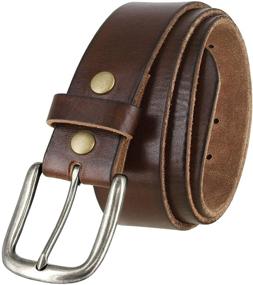 img 4 attached to 👔 Premium Grain Leather Men's Belt with Stylish Brass Buckle - Casual Accessories for Every Man