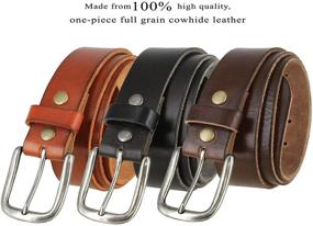 img 1 attached to 👔 Premium Grain Leather Men's Belt with Stylish Brass Buckle - Casual Accessories for Every Man