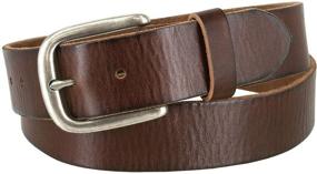 img 3 attached to 👔 Premium Grain Leather Men's Belt with Stylish Brass Buckle - Casual Accessories for Every Man