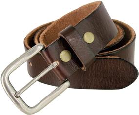 img 2 attached to 👔 Premium Grain Leather Men's Belt with Stylish Brass Buckle - Casual Accessories for Every Man