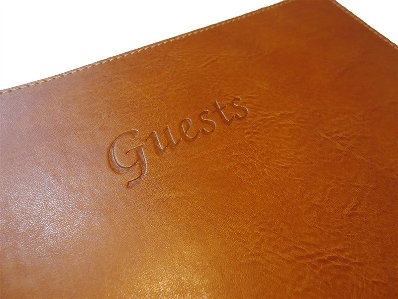 Black Gold Embossed Italian Leather Bound Guest Book 8.5 X 10.5 by  Fiorentina