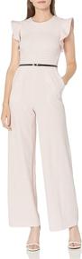 img 2 attached to 👗 Stylish and Flattering: Calvin Klein Flutter Sleeves Jumpsuit for Women