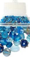 🔵 lampworked glass bead mix - 200 grams - bohemian style - turquoise blue - clear storage case - 150-200 beads logo