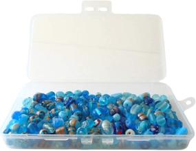 img 2 attached to 🔵 Lampworked Glass Bead Mix - 200 Grams - Bohemian Style - Turquoise Blue - Clear Storage Case - 150-200 Beads