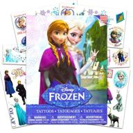 👑 disney frozen elsa, anna and olaf 50 count tattoos - frosty fun for kids logo