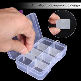 img 1 attached to 📦 Compact 12 Pack Jewelry Organizer Box for Travel - Small Clear Bead Storage Container with Adjustable Dividers, Removable Grid Compartments for Earrings - 4.1"x 2.6"x 0.9