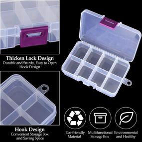 img 2 attached to 📦 Compact 12 Pack Jewelry Organizer Box for Travel - Small Clear Bead Storage Container with Adjustable Dividers, Removable Grid Compartments for Earrings - 4.1"x 2.6"x 0.9