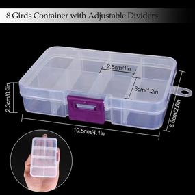 img 3 attached to 📦 Compact 12 Pack Jewelry Organizer Box for Travel - Small Clear Bead Storage Container with Adjustable Dividers, Removable Grid Compartments for Earrings - 4.1"x 2.6"x 0.9