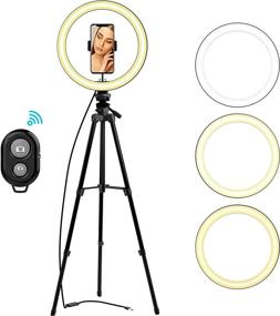 img 4 attached to 📸 10 inch Ring Light with 48‘’ Extendable Tripod Stand, Phone Holder for Video Recording, Live Streaming, Makeup, YouTube Videos, and Photography, Compatible with Phones, and GoPro Cameras
