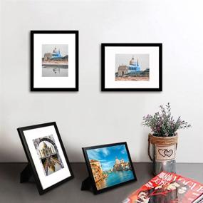 img 3 attached to 🖼️ Wooden Black Picture Frame Set - Viover 9x12 Display for 5X7 Photos with Mat or 9x12 without Mat - Wall & Table Top Mounting - Glass and Hardware Included (1 Pack)