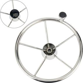 img 4 attached to Amarine Made 5-Spoke 13-1/2 Inch Destroyer Style Stainless 🚤 Boat Steering Wheel: M Size Knob for Smooth Handling - 9310SRF1
