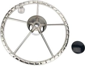 img 2 attached to Amarine Made 5-Spoke 13-1/2 Inch Destroyer Style Stainless 🚤 Boat Steering Wheel: M Size Knob for Smooth Handling - 9310SRF1