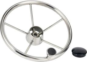 img 1 attached to Amarine Made 5-Spoke 13-1/2 Inch Destroyer Style Stainless 🚤 Boat Steering Wheel: M Size Knob for Smooth Handling - 9310SRF1
