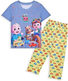 img 4 attached to 👕 Cute Cartoon T-shirt Sets for Toddler Boys and Little Girls | Short Sleeve Summer Tops