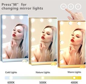 img 3 attached to 💡 Nusvan Lighted Makeup Mirror with 15 Dimmable LED Bulbs, 3 Color Lighting Modes, USB Charging Port, Touch Control, Sturdy Metal Frame Design - 24x18 Inch, White