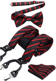 img 4 attached to HISDERN Stripe Suspenders Pocket: Adjustable Men's Accessories for a Dapper Look