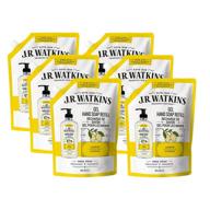 jr watkins lemon gel hand soap refill pouch, 🍋 6 pack - usa made, cruelty free, 34 fl oz logo