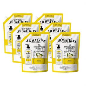 img 4 attached to JR Watkins Lemon Gel Hand Soap Refill Pouch, 🍋 6 Pack - USA Made, Cruelty Free, 34 fl oz