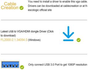 img 2 attached to 🔌 Кабель CableCreation USB 3.0 to VGA 6 футов: конвертер высокого разрешения для видео на Windows 10/8.1/8/7, 1080P @ 60Hz, черный