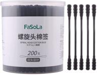 fasola200pcs pure cotton swabs: double spiral tipped applicators for makeup clean care logo